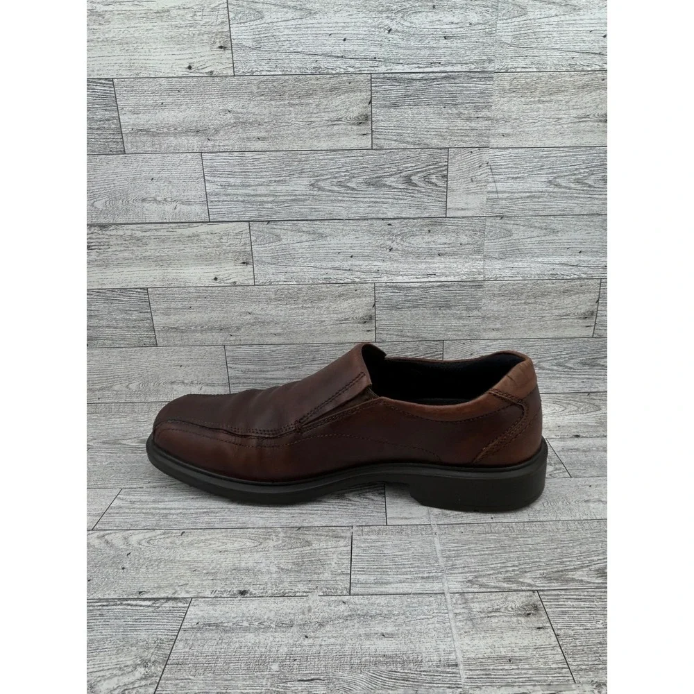 ECCO‎ Men Brown Leather Square Toe Slip On Loafers 50134 Size EU 44 US 10.5